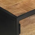 Meuble TV avec porte sculptée 130x30x40cm Bois de manguier brut