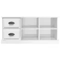 Meuble TV blanc brillant 102x35,5x47,5 cm bois d'ingénierie