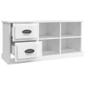 Meuble TV blanc brillant 102x35,5x47,5 cm bois d'ingénierie