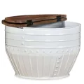 Table basse Bois de récupération massif Blanc Forme de baril