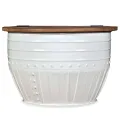 Table basse Bois de récupération massif Blanc Forme de baril