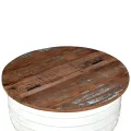 Table basse Bois de récupération massif Blanc Forme de baril