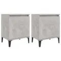 Tables de chevet pieds en métal 2 pcs Gris béton 40x30x50 cm