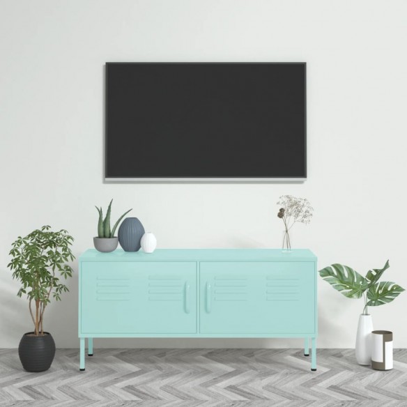 Meuble TV Vert menthe 105x35x50 cm Acier