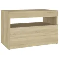 Tables de chevet à LED 2 pcs Chêne sonoma 60x35x40 cm