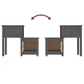 Table de chevet Gris 79,5x38x65,5 cm Bois de pin massif