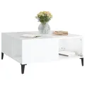 Table basse blanc brillant 80x80x36,5 cm bois d'ingénierie