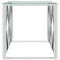 Table basse 110x45x45 cm acier inoxydable et verre