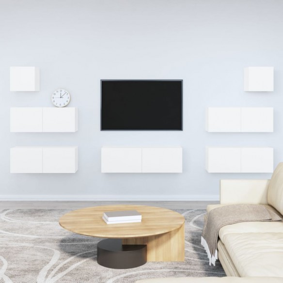 Ensemble de meubles TV 7 pcs Blanc Bois d'ingénierie