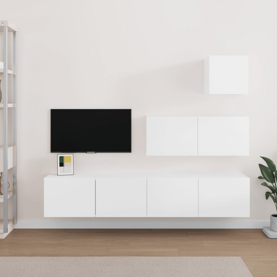 Ensemble de meubles TV 4 pcs Blanc Bois d'ingénierie