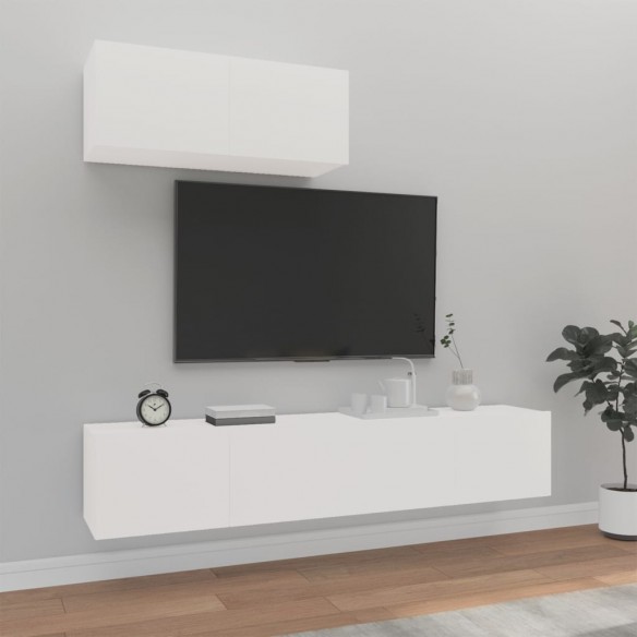 Ensemble de meubles TV 3 pcs Blanc Bois d'ingénierie