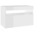 Table de chevet avec lumières LED blanc brillant 60x35x40 cm