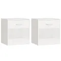 Table de chevet 2 pcs avec tiroir Blanc