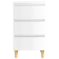 Tables de chevet pieds en bois 2 pcs Blanc brillant 40x35x69 cm