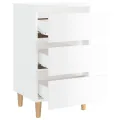 Tables de chevet pieds en bois 2 pcs Blanc brillant 40x35x69 cm
