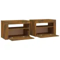Tables de chevet 2 pcs avec LED chêne fumé 60x35x40 cm