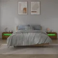 Tables de chevet 2 pcs avec LED chêne fumé 60x35x40 cm