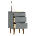 Table de chevet MOLDE Gris 40x35x65 cm Bois de pin massif