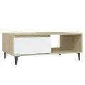 Table basse Blanc et chêne sonoma 90x60x35 cm Aggloméré