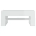 Table basse Blanc brillant 102x55x45 cm Bois d'ingénierie