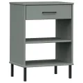 Armoire console avec pieds en métal Gris Bois pin massif OSLO