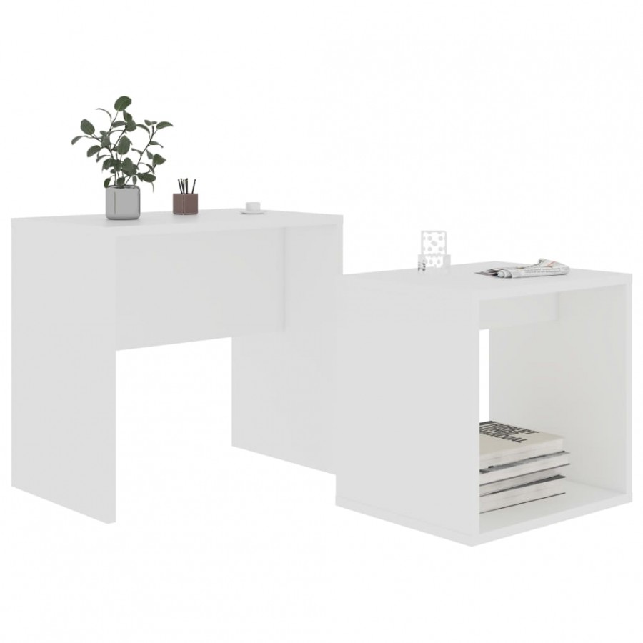 Ensemble de tables basses Blanc 48x30x45 cm Aggloméré