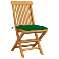 Chaises de jardin avec coussins vert 2 pcs Bois de teck massif