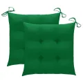 Chaises de jardin avec coussins vert 2 pcs Bois de teck massif