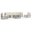 Salon de jardin 7 pcs avec coussins anthracite résine tressée