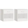 Tables de chevet 2 pcs avec tiroir Blanc brillant