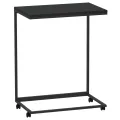 Table d'appoint avec roues Noir 55x35x70 cm Bois d'ingénierie