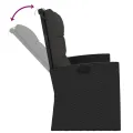 Banc de jardin inclinable et coussins noir 118cm résine tressée