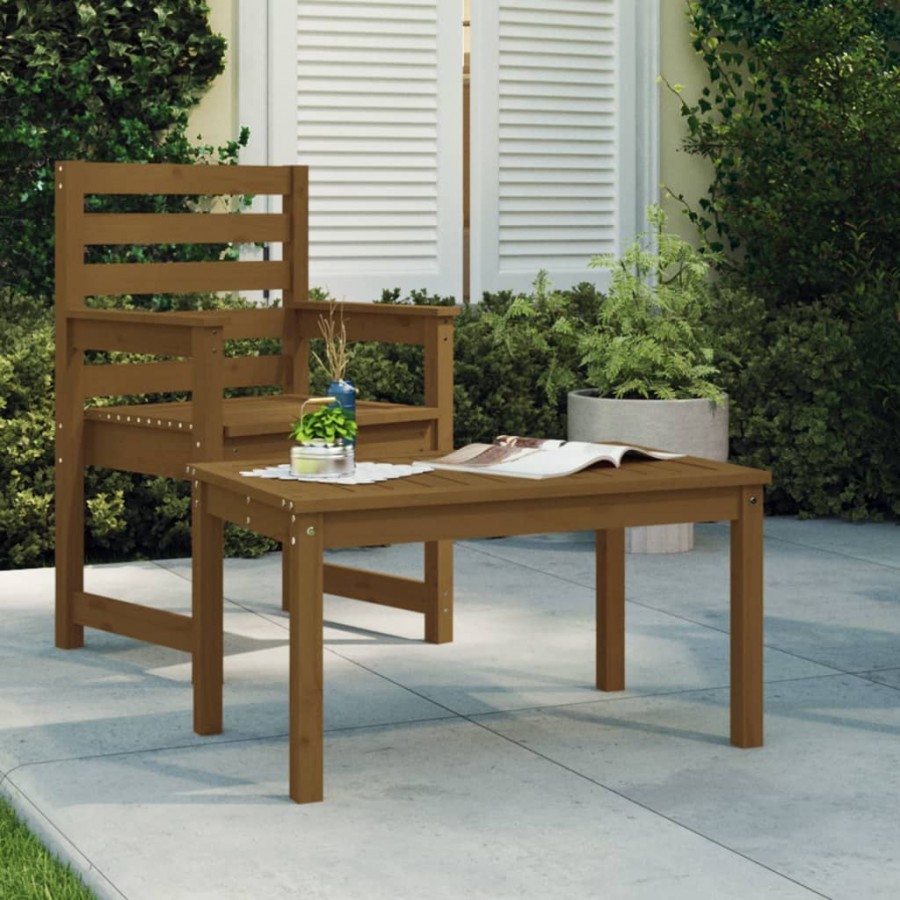 Table de jardin marron miel 82,5x50,5x45 cm bois massif de pin