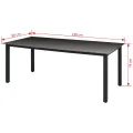 Table de jardin Noir 190 x 90 x 74 cm Aluminium et verre