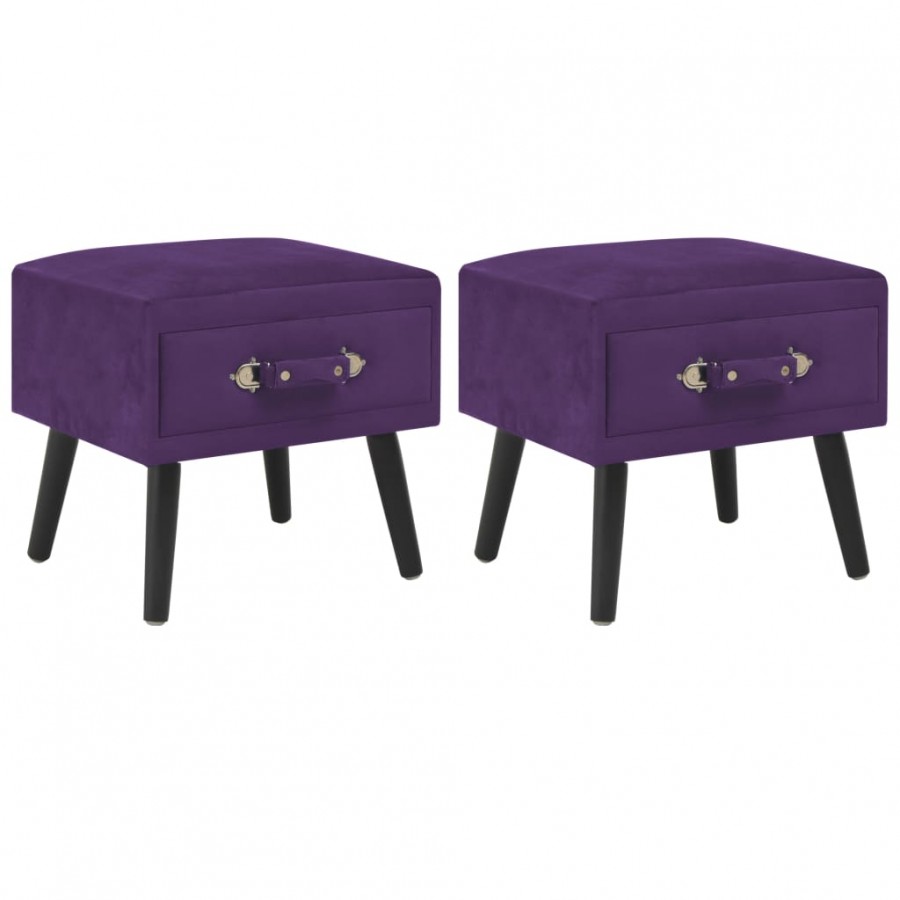 Tables de chevet 2 pcs Violet foncé 40x35x40 cm Velours