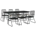 Ensemble à manger de jardin 7 pcs Noir Rotin PVC