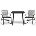 Ensemble à manger de jardin 3 pcs noir rotin PVC