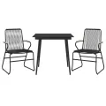 Ensemble à manger de jardin 3 pcs noir rotin PVC