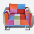 Fauteuil cube avec design de patchwork Chrome Tissu