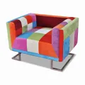 Fauteuil cube avec design de patchwork Chrome Tissu
