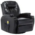 Fauteuil à bascule de massage Noir Similicuir