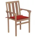 Chaises de jardin empilables avec coussins 6 pcs Teck solide