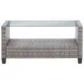 Salon de jardin 6 pcs avec coussins Résine tressée Gris foncé