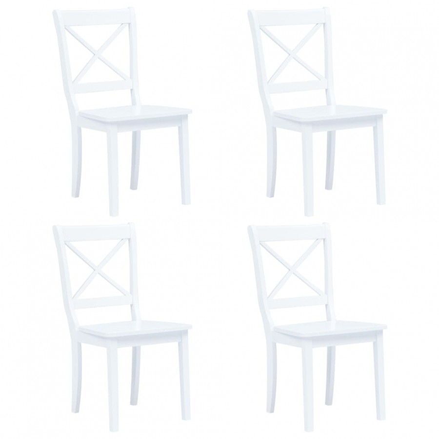 Chaises à manger lot de 4 blanc bois d'hévéa massif