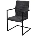 Chaises à manger cantilever lot de 2 noir similicuir
