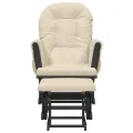 Chaise berçante avec repose-pied Blanc crème Tissu