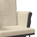 Chaise berçante avec repose-pied Blanc crème Tissu