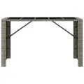 Table de bar et dessus en verre gris 185x80x110 cm poly rotin