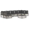 Salon de jardin 8 pcs avec coussins anthracite résine tressée