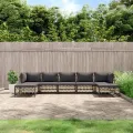 Salon de jardin 7 pcs avec coussins anthracite résine tressée